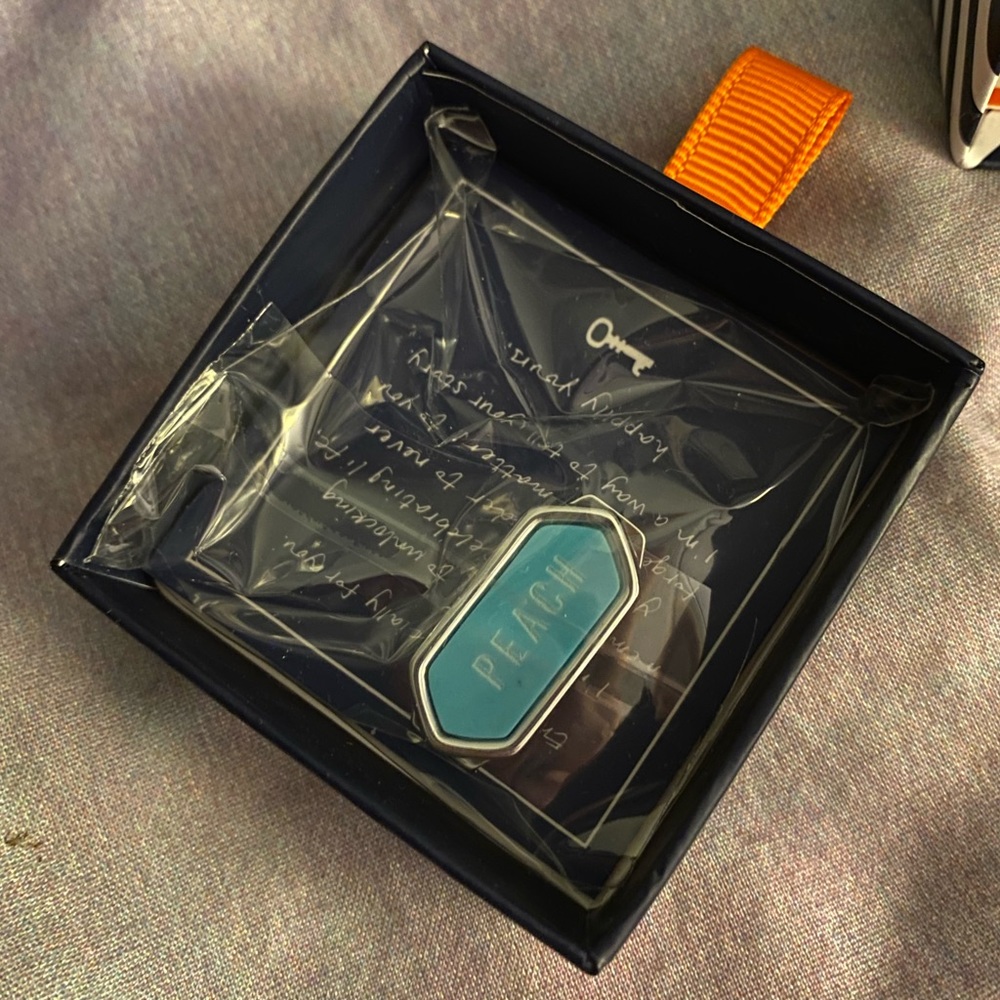 “Peach” Keep Collective engraved geo bar charm